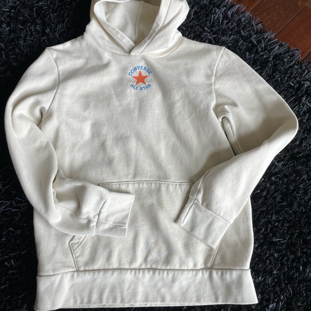 Converse All Star Cream Hoodie with Orange Star